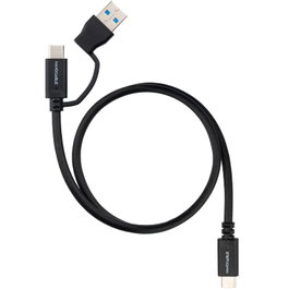 Nanocable Cable USB 3.2 Gen2 con cabezal intercambiable USB-C/USB-A a USB-C, 60W, 4K, 1m, Negro